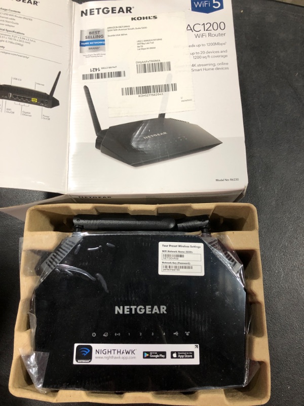 Photo 2 of NETGEAR WiFi Router (R6230) - AC1200 Dual Band Wireless Speed (up to 1200 Mbps) | Up to 1200 sq ft Coverage & 20 Devices | 4 x 1G Ethernet and 1 x 2.0 USB ports