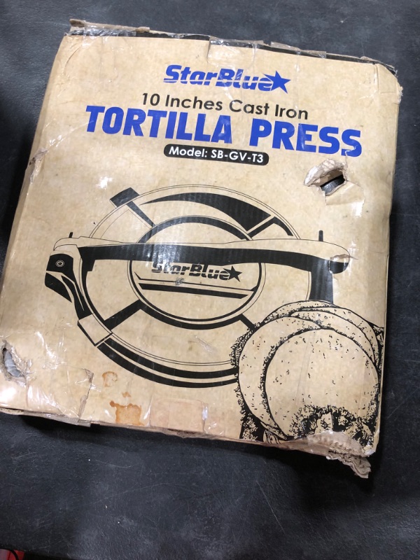 Photo 2 of 10 Inch Cast Iron Tortilla Press by StarBlue with FREE Pieces Oil Paper and Recipes e-book - Tool to make Indian style Chapati, Flour Tortilla, Roti