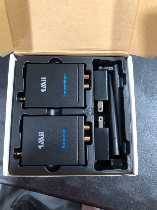 Photo 1 of 1Mii Wireless Transmitter Receiver Audio for Music, 2.4GHz Long Range 320 ft Audio Transmitter and Receiver Low Delay from TV/ to Powered Speaker/ Stereo/ Subwoofer/ Soundbar/ RCA Out/in - RT5066