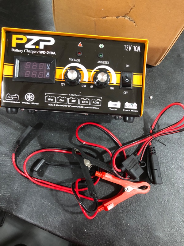 Photo 2 of PZ.P 0-10A 12V Manual Battery Charger and Maintainer 12 Volt Auto Battery Trickle Charger for Automotive Car Boat Motorcycle Truck Marine Deep Cycle AGM GEL Flooded WET SLA Sealed Lead Acid Batteries