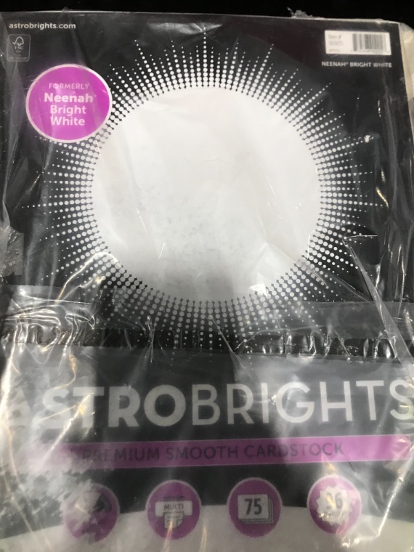 Photo 2 of Astrobrights/Neenah Bright White Cardstock, 8.5" x 11", 65 lb/176 gsm, White, 75 Sheets (90905-02) - Packaging May Vary