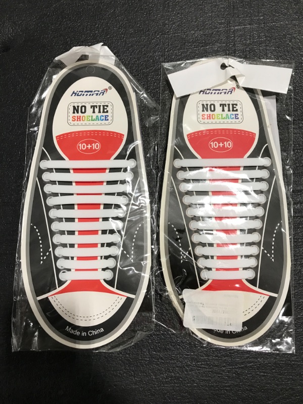 Photo 2 of LOT OF 2 HOMAR No Tie Shoelaces for Kids and Adults Stretch Silicone Elastic No Tie Shoe Laces. 10+10
