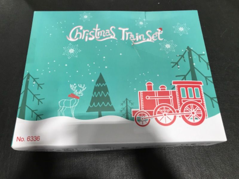 Photo 3 of Christmas Kids Train Set, Train Toy Set Track Suspend Around Xmas Tree With Electric Engine Lights Sound, Electric Train Set For Kids Easy Assemble Locomotive Railway Car Playsets Gift For Boys Girls 