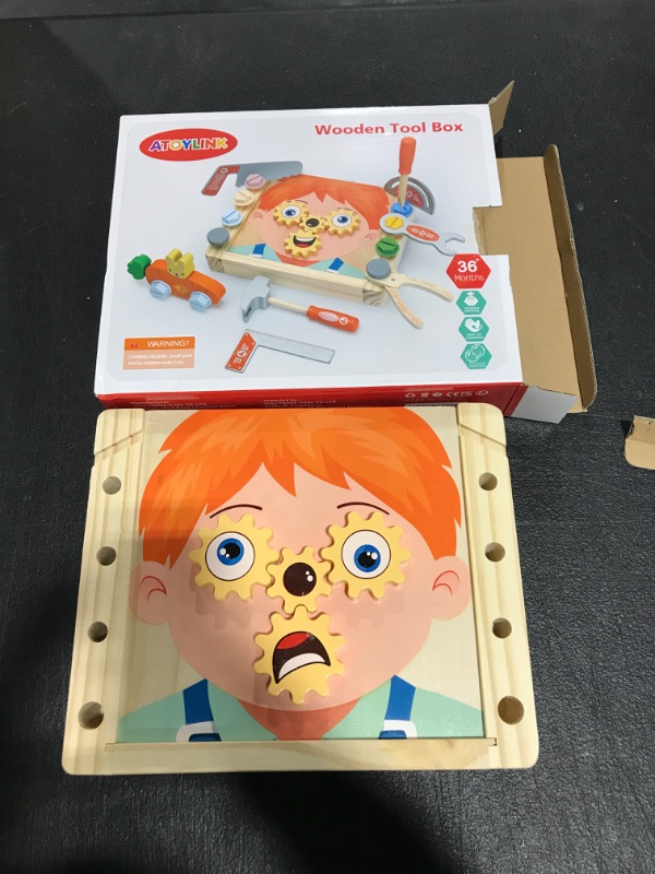 Photo 1 of Atoylink Kids Wooden Tool Set for Toddlers Tool Box Kit Boys Girls Montessori Educational Learning Construction Toys Preschool Gift for 2 3 4 5 6 Year Old