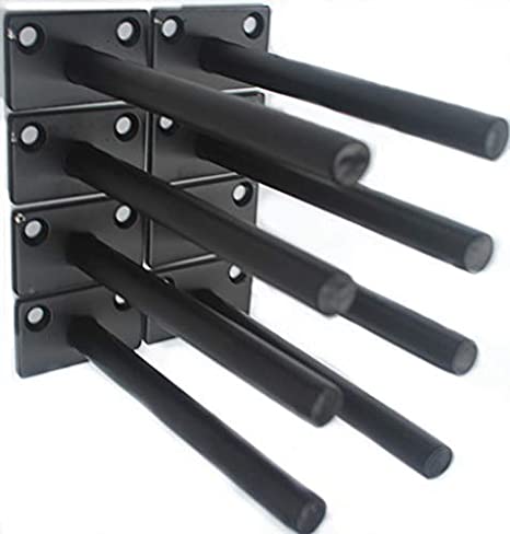 Photo 1 of 8 Pcs 5" Black Solid Steel Floating Shelf Bracket Blind Shelf Supports - Hidden Brackets for Floating Wood Shelves - Concealed Blind Shelf Support – Screws and Wall Plugs Included 