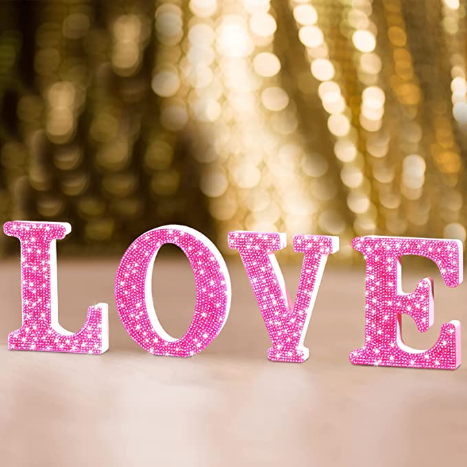 Photo 1 of 4 Pcs Valentine's Day Love Sign Love Wooden Letters Rustic Valentines Table Decor Love Letters Block Love Wooden Signs Valentines Table Decorations for Home Wedding Party Gifts (Pink) https://a.co/d/610RE5i