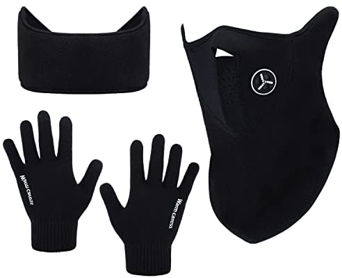 Photo 1 of 3 Pieces Winter Face Mask Ear Warmer Headband Touch Screen Gloves for Cold Winter