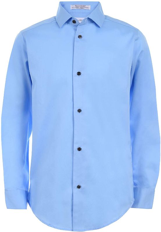 Photo 1 of Calvin Klein Boys' Long Sleeve Sateen Dress Shirt, Style with Buttoned Cuffs & Shirttail Hem SIZE 4 