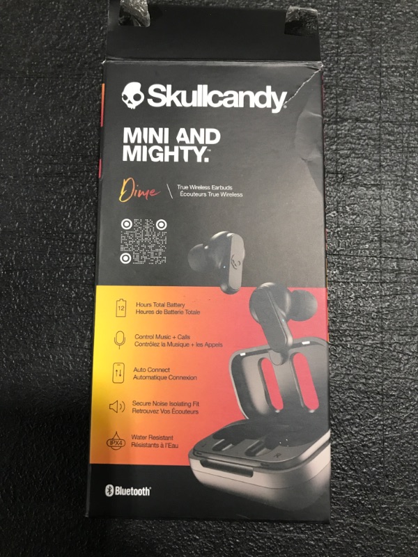 Photo 2 of Skullcandy Dime True Wireless Earbud Headphones with Microphone in Black. PRIOR USE. 
