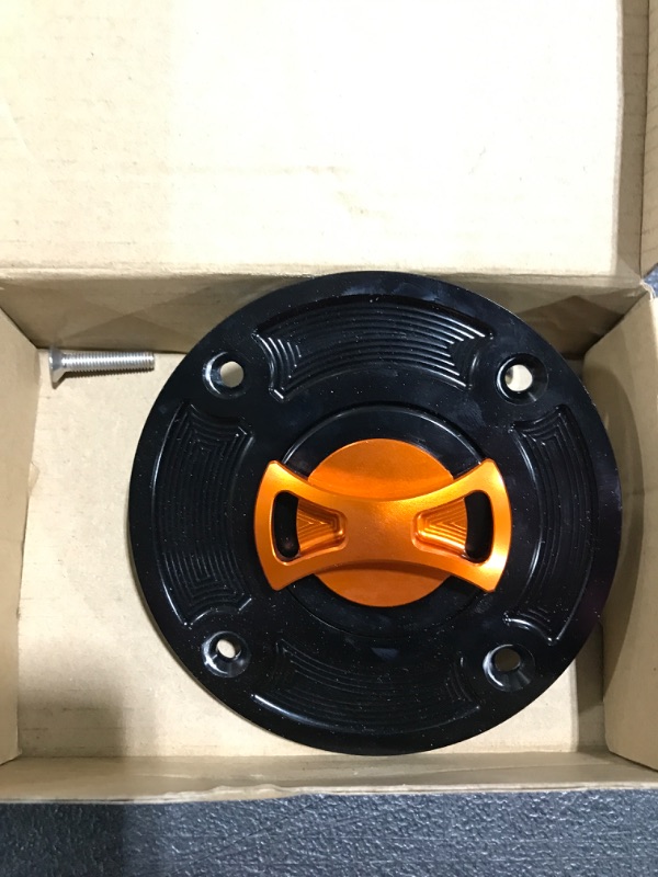 Photo 1 of ALUMINUM GAS CAP/FILLER. BLACK/ORANGE. 