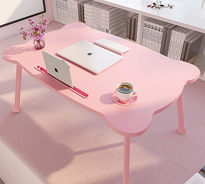 Photo 1 of Foldable Laptop Horseshoe Table Legs Multifunction Laptop Desk Lap Desk Foldable Portable Standing Breakfast Reading Tray Holder for Couch Floor for Adults/Students/Kids Multicolor (Pink)