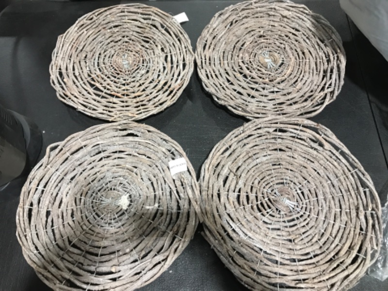 Photo 1 of 4 pcs Brown Wicker Paper Plate Holders