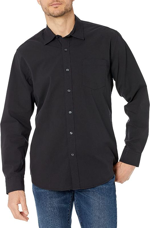 Photo 1 of Amazon Essentials Men's Regular-Fit Long-Sleeve Casual Poplin Shirt SIZE L