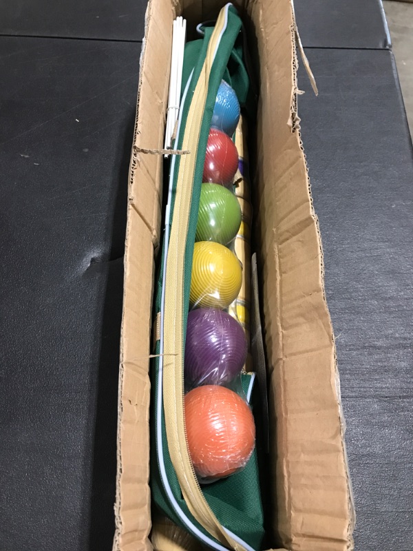 Photo 2 of ApudArmis Six Player Croquet Set with Premiun Rubber Wooden Mallets 28In,Colored Ball,Wickets,Stakes - Lawn Backyard Game Set for Adults/Teenagers/Family (Large Carry Bag Including). 