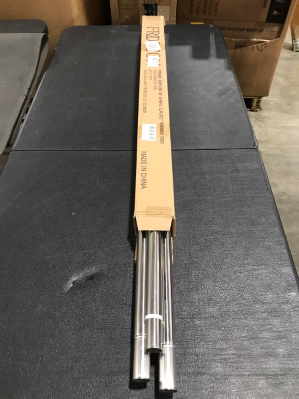 Photo 3 of FRDECON Tension Curtain Rod, 83-122 Inch, Adjustable Spring Shower Tension Curtain Rod, Easy to Install, No Drilling, No Rust, Non-Slip for Bathroom, Room, Balcony, Hold Up Blackout Curtains, Silver Silver 83-122inch. OPEN BOX. 