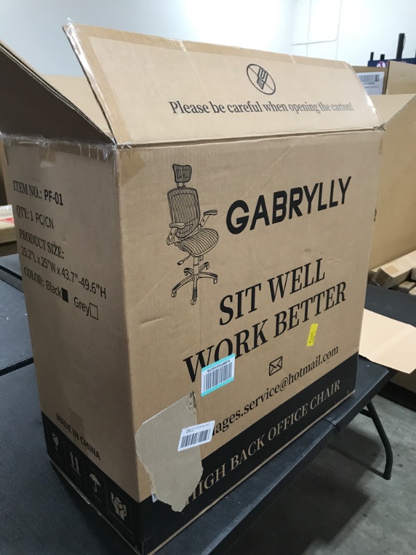 Photo 5 of Gabrylly Ergonomic Mesh Office Chair, High Back Desk Chair - Adjustable Headrest with Flip-Up Arms, Tilt Function, Lumbar Support and PU Wheels, Swivel Computer Task Chair Black. NEW IN BOX. REQUIRES ASSEMBLY. 