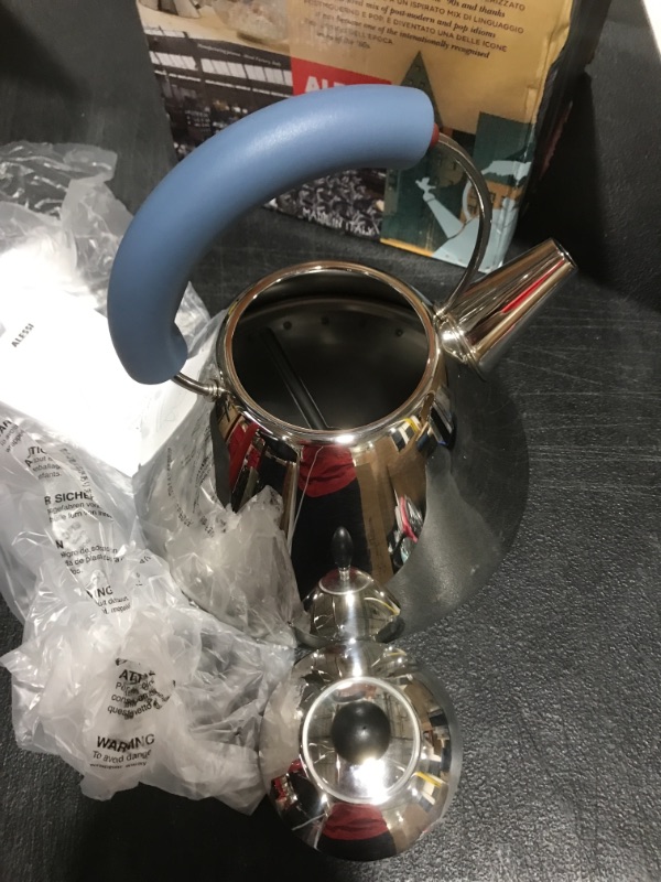 Photo 1 of Alessi Kettle, 9'' H x 8.5'' W x 8.5'' D, Blue,9093