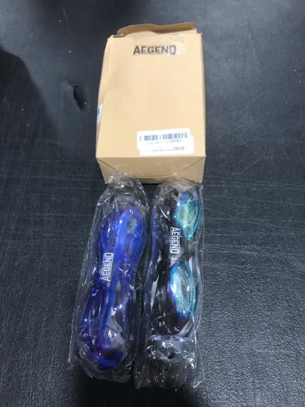 Photo 2 of Aegend Swim Goggles, 2 Pack Swimming Goggles No Leaking Adult Men Women Youth Aqua & Light Blue