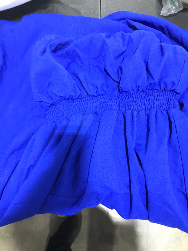 Photo 1 of AOVDE Women's Dresses Summer Strapless Beach Party Dress Casual Off Shoulder Wrap Ruffle Maxi Long Dresses with Belt X-Large C-blue