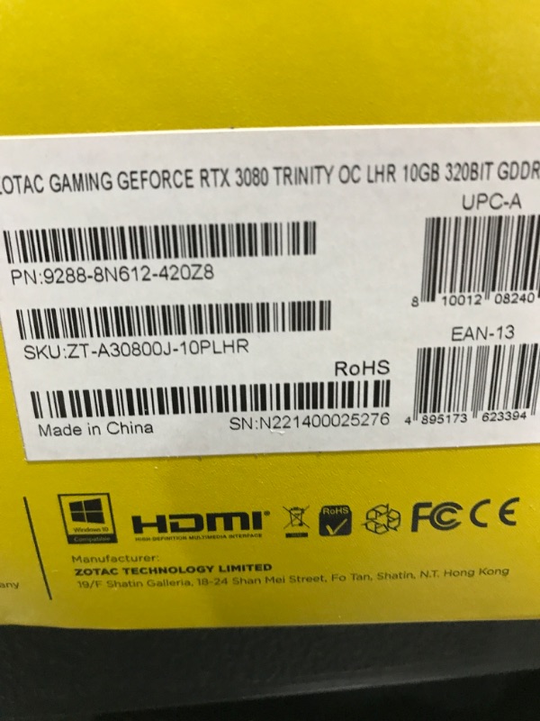 Photo 5 of ZOTAC GeForce RTX™ 3080 Trinity OC LHR 10GB GDDR6X 320-bit 10 Gbps PCIE 4.0 Gaming Graphics Card, IceStorm 2.0 Advanced Cooling, Spectra 2.0 RGB Lighting, ZT-A30800J-10PLHR RTX 3080