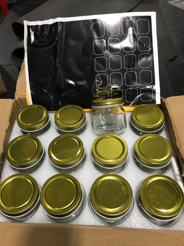 Photo 1 of 24 Pack 8oz Glass Mason jars With Regular Mouth Lids, 250 ml Perfect Containers for Jam, Honey, Candies,Wedding Favors, Decorations, Baby Foods. Included 1 Pens and 80 Labels. 8 OZ- 24 PACK