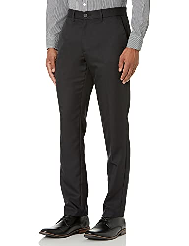 Photo 1 of Amazon Essentials Men's Slim-Fit Flat-Front Dress Pant, Black, 32W X 33L
