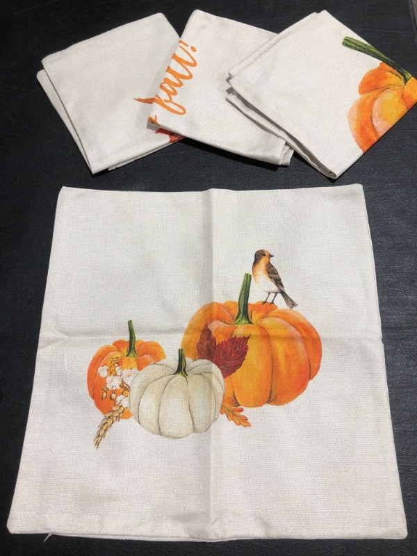 Photo 1 of 4 PACK FALL HARVEST THROW PILLOW COVERS. APPROX. 18" x 18"
