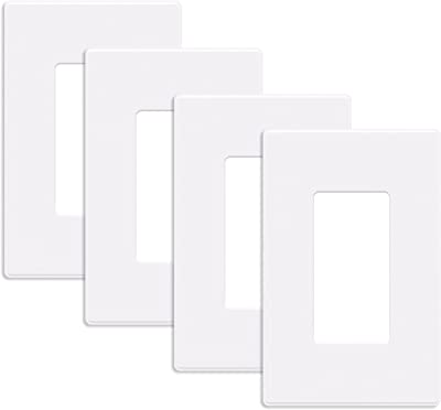 Photo 1 of AIDA Screwless Decorator Wall Plates, Mid-Size 1-Gang 4.87" x 3.13", White Outlet Cover Plate, for Decor Switch, Dimmer, GFCI, USB Receptacle, UL Listed( 4 Pack )
