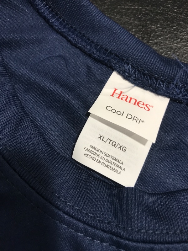 Photo 2 of 2 PACK HANES MEN'S COOL DRI T-SHIRTS. NAVY. SIZE XL. 