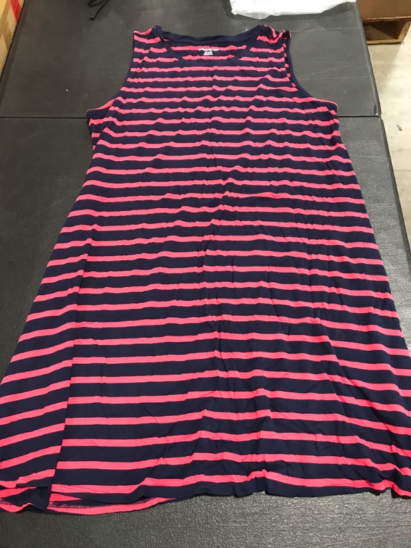 Photo 2 of AMAZON ESSENTIALS WOMEN'S STRIPED SLEEVELESS DRESS. BLUE/RED. SIZE XL. PRIOR USE. 