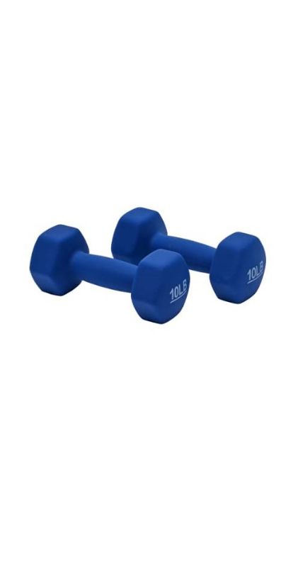 Photo 1 of Amazon Basics Neoprene Coated Dumbbell Hand Weight Set, 10-Pound, Set of 2, Navy Blue