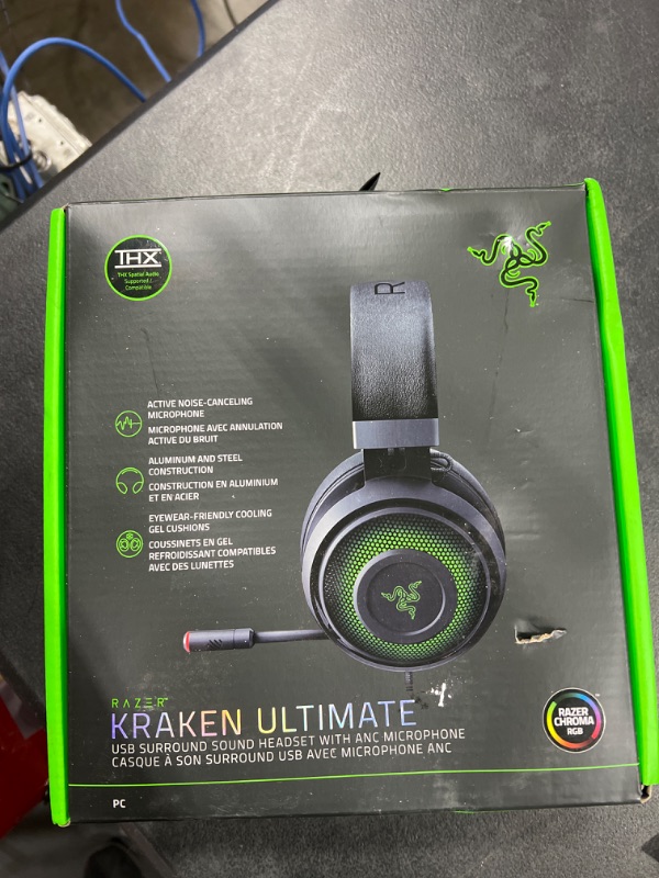 Photo 2 of Razer Kraken Ultimate – USB Gaming Headset (Gaming Headphones for PC, PS4 and Switch Dock with Surround Sound, ANC Microphone and RGB Chroma) Classic Black