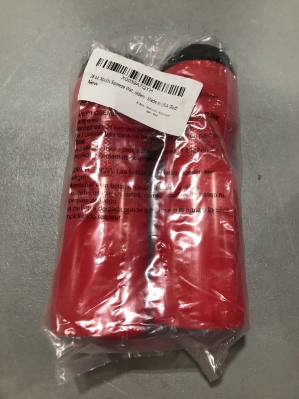 Photo 1 of 50 Strong 28 oz. Sports Squeeze Water Bottle with Premium One-Way Valve Cap - Two Pack of Squirt Bottles - Fits in Most Bike Bottle Holders - Made in USA (Red)