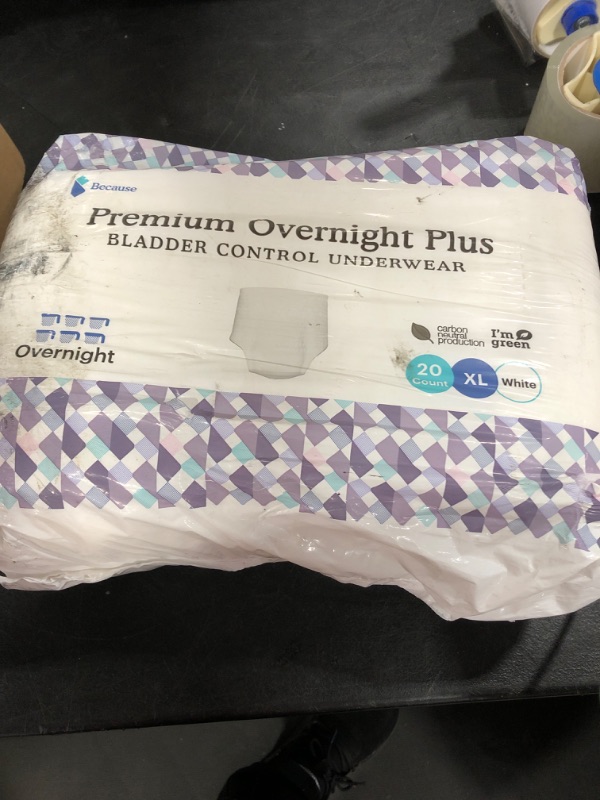 Photo 2 of Because Unisex Premium Overnight Plus Pull Up Underwear - Extremely Absorbent, Soft & Comfortable Nighttime Leak Protection - White,X- Large - Absorbs 6 Cups - 20 Count X-Large (Pack of 20)
