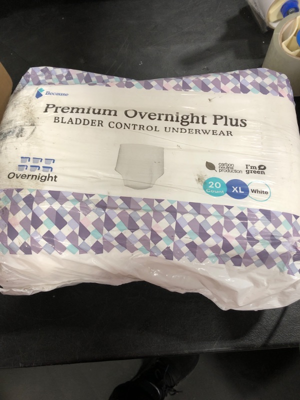 Photo 1 of Because Unisex Premium Overnight Plus Pull Up Underwear - Extremely Absorbent, Soft & Comfortable Nighttime Leak Protection - White,X- Large - Absorbs 6 Cups - 20 Count X-Large (Pack of 20)