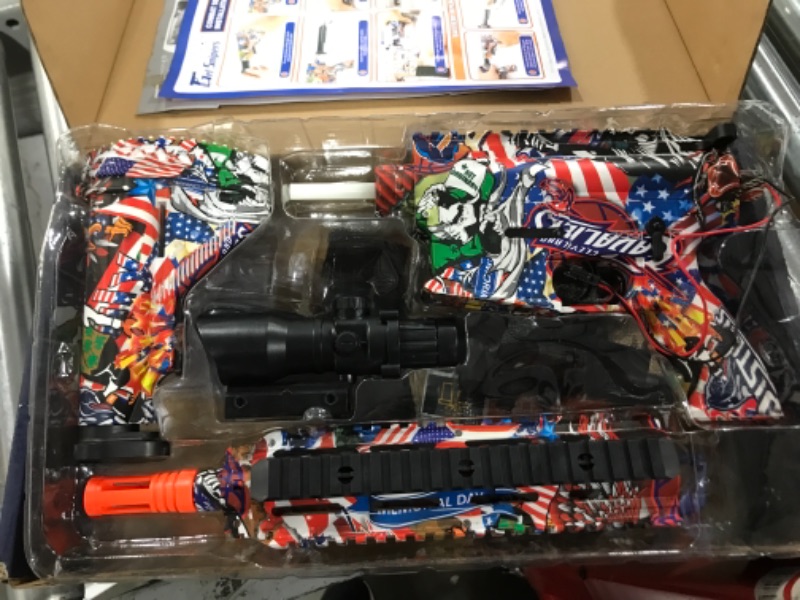 Photo 2 of Gel Snipers Gel Ball Blaster Electric Toy Gun Full Kit with 3000 Water Beads Ammo Gels, Rechargeable Batteries, & Flashlight - Outdoor Backyard Shooting Game Activities for Adults, Boys, & Girls 12+