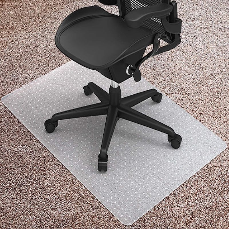 Photo 1 of Desk Chair Mat for Carpet, 30'' x 48'' Rectangle Transparent Mats for Chairs Good for Desks, Office and Home