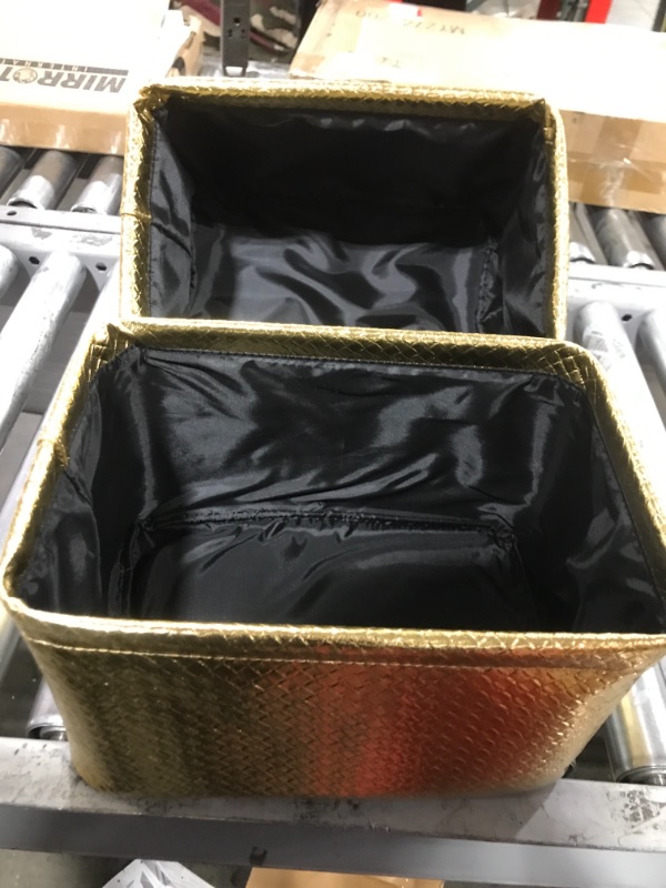 Photo 1 of Amazon Basics Storage Bins - Metallic Gold, 2-Pack Gold 2-Pack