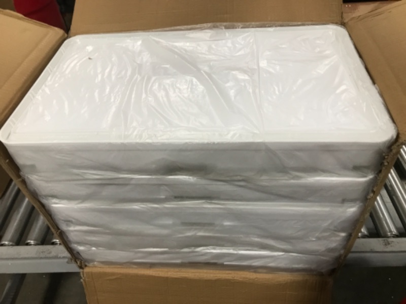 Photo 1 of Storage Bins with Lids - Yeetou 5 Packs Collapsible Storage Bins with Wheels 20 Gal Stackable Plastic Storage Bin Organizer with Double Doors & Secure Buckle, X-Large Storage Containers for Home Organizing Clothes, Clear Tan Color Door(80 Quart/20 Gal) 5