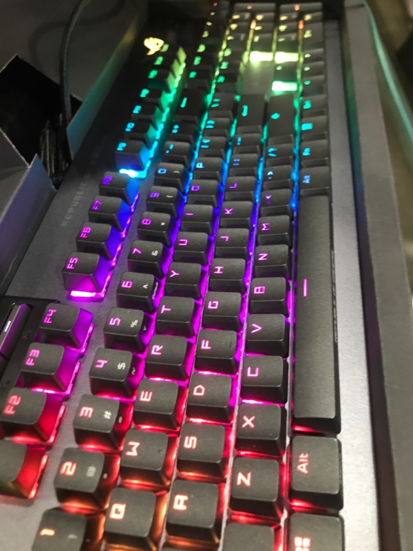 Photo 3 of ASUS ROG Strix Flare II 100% RGB Gaming Keyboard, ROG NX Brown Mechanical switches, ABS Engraved keycaps, 8k Hz Polling, Sound-dampening Foam, Media Controls, USB passthrough, Wrist Rest-Black ROG NX Brown Tactile