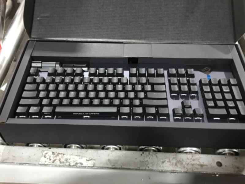 Photo 2 of ASUS ROG Strix Flare II 100% RGB Gaming Keyboard, ROG NX Brown Mechanical switches, ABS Engraved keycaps, 8k Hz Polling, Sound-dampening Foam, Media Controls, USB passthrough, Wrist Rest-Black ROG NX Brown Tactile