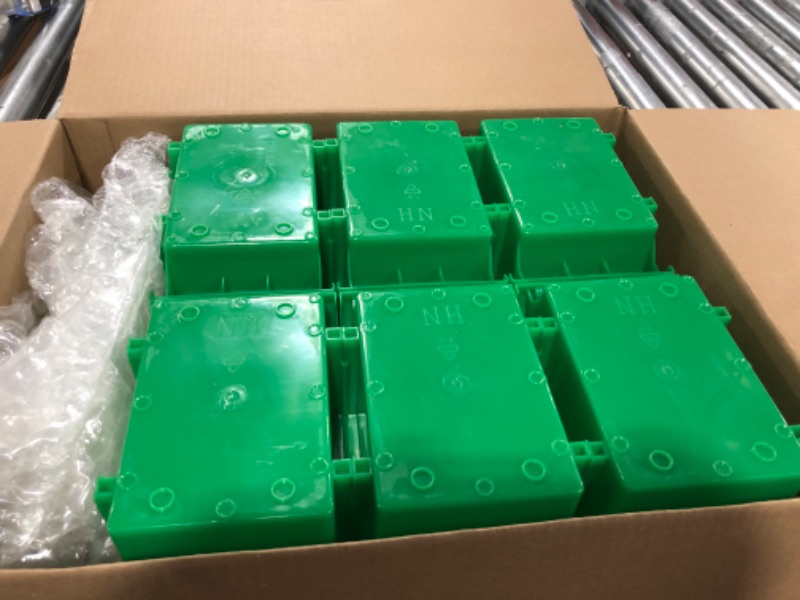 Photo 1 of HOIGON 12 Pack Plastic Storage Bin Hanging Stacking Containers With Risers, Green Stackable Garage Organizers Storage Rack for Hardware Tools Organization, Workshop, Small Parts, 7.09 x 4.72 x 3.15 Inch Each