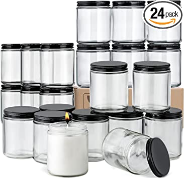 Photo 1 of 24 Pack, 8 OZ Thick Glass Jars with Metal Lids, Clear Round Candle Making Jars - Empty Food Storage Containers, Mason Canning Jar For Spice, Powder, Liquid, Sample, Lotion, Honey, Cosmetic - Dishwasher Safe
