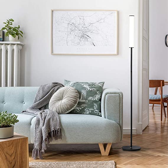 Photo 1 of  LED Cylinder Floor Lamp with Remote Control, Full Range Dimming, Adjustable Color Temperature 3000K-6000K, Minimalist Standing Lamps for Living Room, Bedrooms and Office, Black