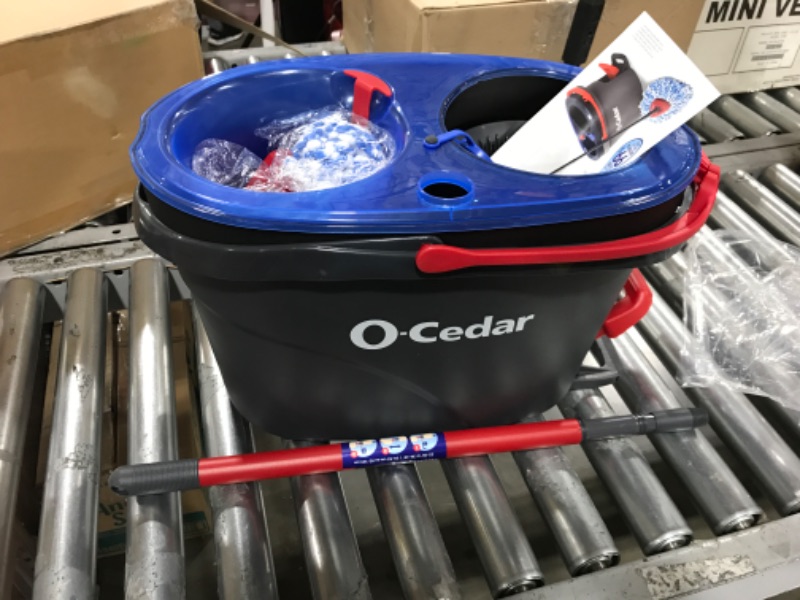 Photo 2 of O-Cedar EasyWring RinseClean Microfiber Spin Mop & Bucket Floor Cleaning System, Grey RinseClean Spin Mop & Bucket Cleaning System