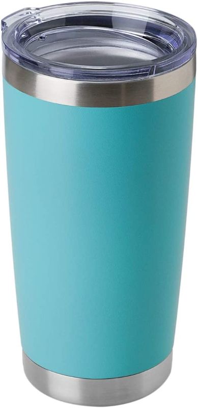 Photo 1 of 20oz Stainless Steel Tumbler Bulk with Lid, Double Wall Vacuum Insulated Travel Mug, Powder Coated Coffee Cup, Light Blue, 1 Pack
