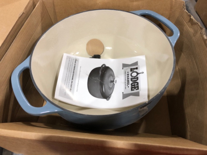 Photo 2 of Lodge EC6D34 Enameled Dutch Oven, 6 Qt, Storm Blue Storm Blue 6 Quart Dutch Oven