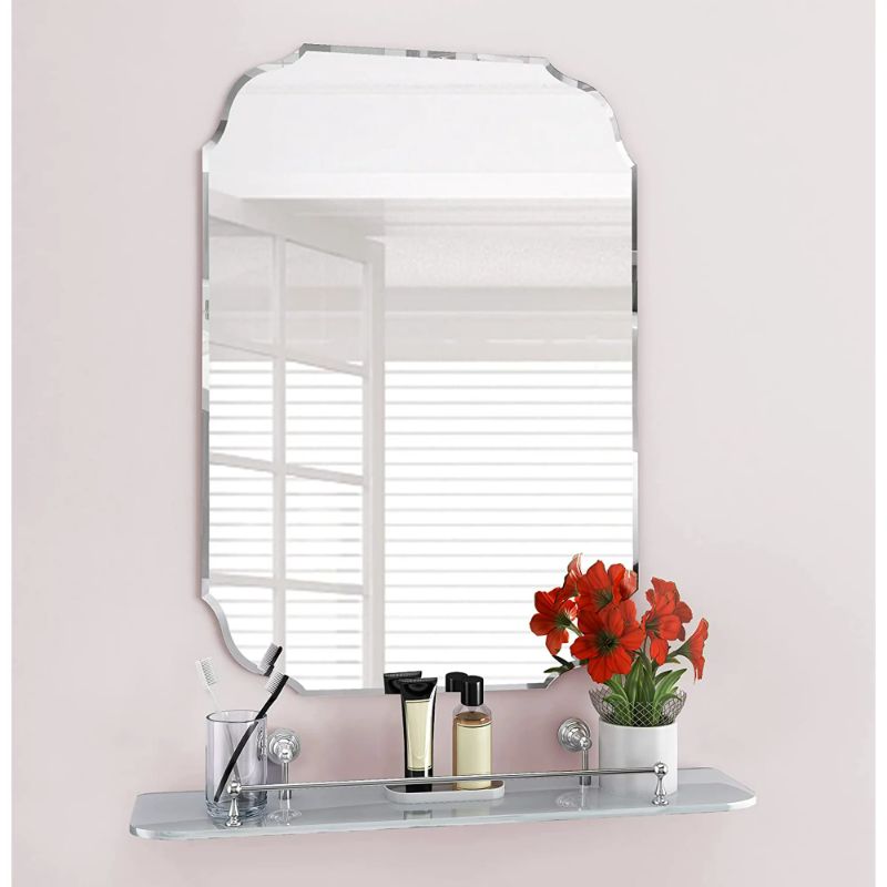 Photo 1 of 18 in. x 24 in.Vanity Irregular Shape Frameless Beveled Bathroom Wall Mirror
