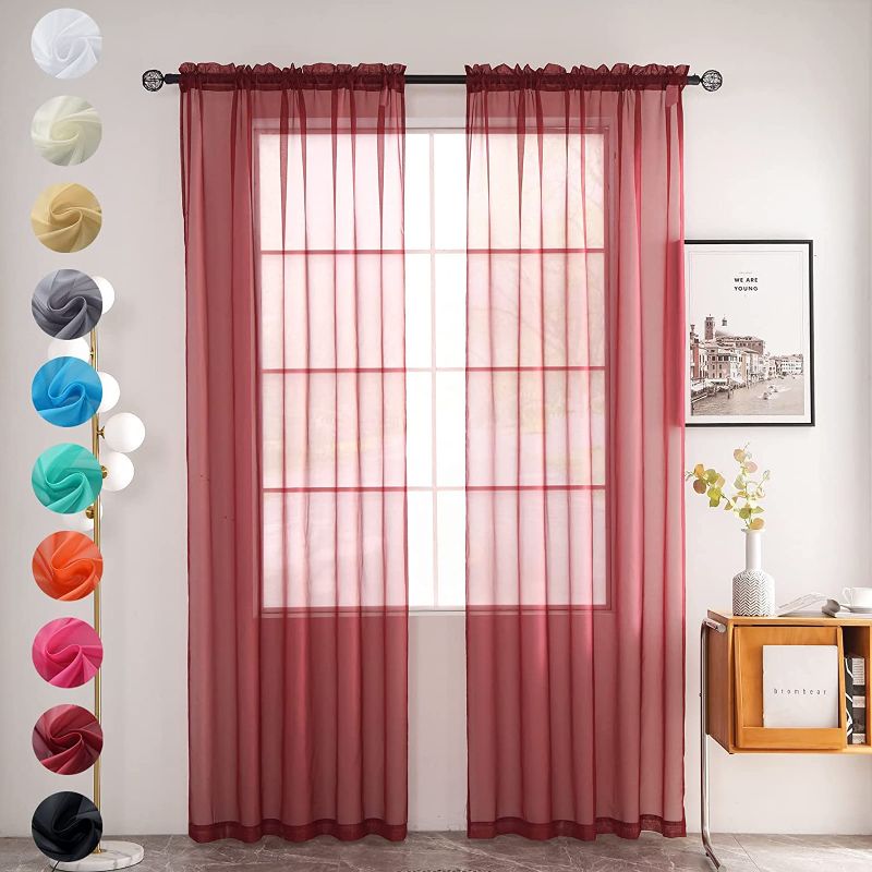 Photo 1 of 2 PACK sheer curtains RED WINE  47 X 84"