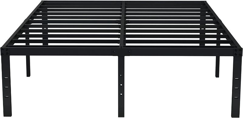 Photo 1 of  18 Inch King Bed Frame No Box Spring Needed, Heavy Duty Tall Metal Platform with Large Storage Space, Noise Free, Easy Assembly, Black